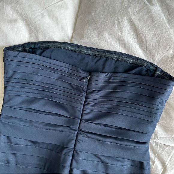 Y2K BCBGMaxazria Dark Navy Crepe Ruffled Strapless Dress - Picture 5 of 9
